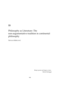 53 Philosophy as Literature: The non