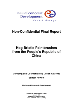 Non-Confidential Final Report Hog Bristle Paintbrushes from