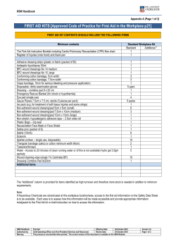 FIRST AID KITS [Approved Code of Practice for First Aid in the
