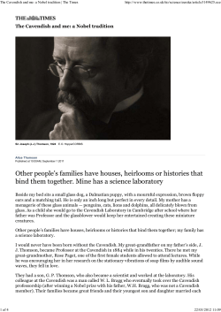 The Cavendish and me: a Nobel tradition