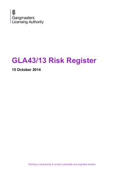 Board Paper Reference – GLA43/13 – Risk Register