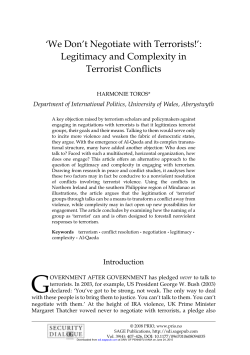 Legitimacy and Complexity in Terrorist Conflicts