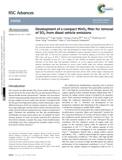 Development of a compact MnO2 filter for removal of SO2 from