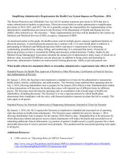 1 Simplifying Administrative Requirements the Health Care System