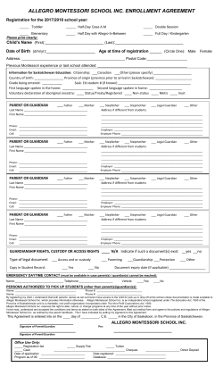 Registration Form - Allegro Montessori School