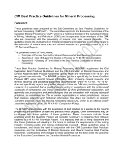 CIM Best Practice Guidelines for Mineral Processing
