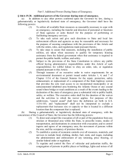 166A-19.30. Additional powers of the Governor during state of