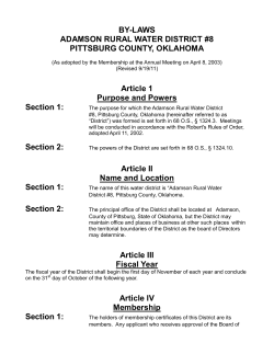 BY-LAWS ADAMSON RURAL WATER DISTRICT #8 PITTSBURG