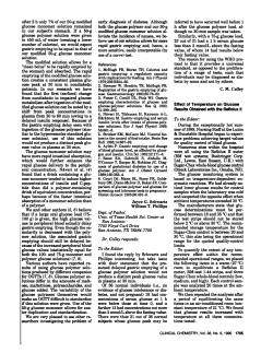 TR, McHugh PR. Effect of Temperature on Glucose Results