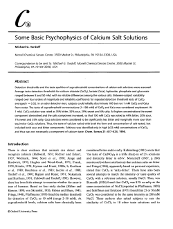 Some Basic Psychophysics of Calcium Salt Solutions