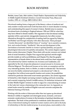 Anne Clark Bartlett, Male Authors, Female Readers: Representation