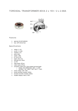 TOROIDAL TRANSFORMER 80VA 2 x 15V / 2 x 2.66A