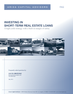 Investing in Short Term Real Estate Loans