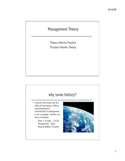 Management Theory why some history?