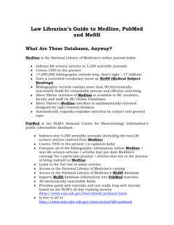 Layperson`s Guide to Medline, PubMed and MeSH