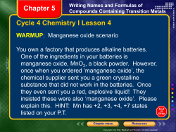 Cycle 4 Chemistry I Lesson 4