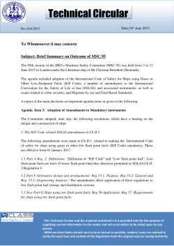 No:16/2015 Brief Summary on Outcome of MSC.95
