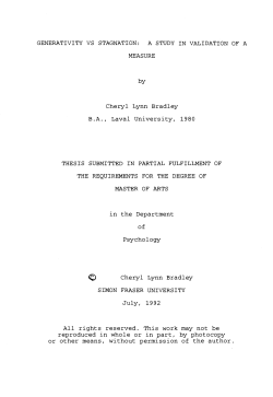 Generativity vs. stagnation : a study in validation of a measure