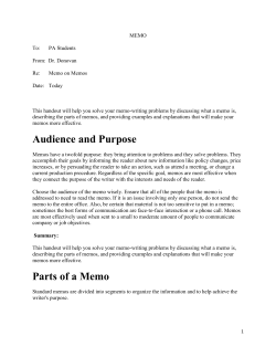 Audience and Purpose Parts of a Memo