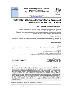 Factors that Influences Consumption of Processed Sweet Potato