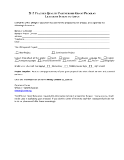 2017 TEACHER QUALITY PARTNERSHIP GRANT PROGRAM