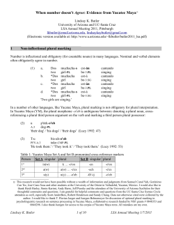 When number doesn`t Agree: Evidence from Yucatec Maya