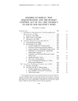 doomed to repeat: why sequestration and the budget control act of