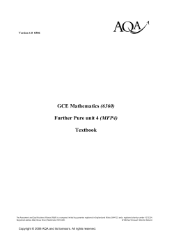 A-level Mathematics Text Book Text book: Further Pure Unit