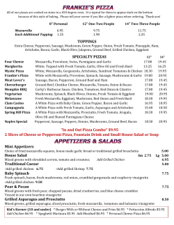 TOPPINGS SPECIALTY PIZZAS "In and Out Pizza Combo" $9.95 2