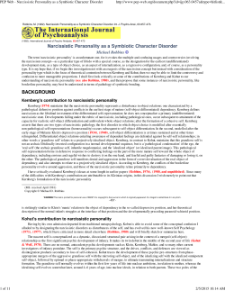 Narcissistic Personality as a Symbiotic Character Disorder