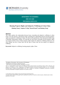 Housing Property Rights and Subjective Wellbeing in Urban China