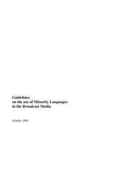 Guidelines on the use of Minority Languages in the Broadcast Media