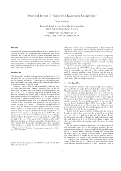 Practical Integer Division with Karatsuba Complexity