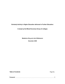 Scholarly Activity in Higher Education delivered in Further Education