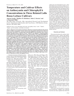 Temperature and Cultivar Effects on Anthocyanin and Chlorophyll b