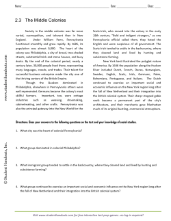 2.3 The Middle Colonies