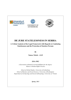 DE JURE STATELESSNESS IN SERBIA