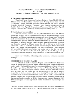 2016 Spanish Report and Plan