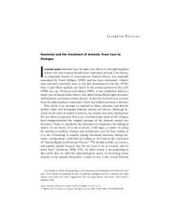 Feminism and the Treatment of Animals: From Care to
