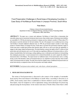 Food Preservation Challenges in Rural Areas of Developing