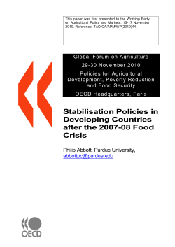 Stabilisation Policies in Developing Countries after the