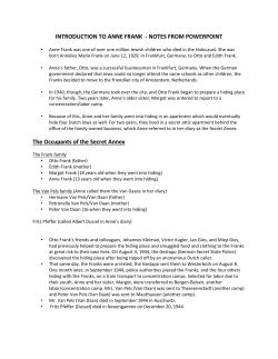 INTRODUCTION TO ANNE FRANK - NOTES FROM