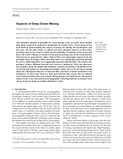 Aspects of Deep Ocean Mixing