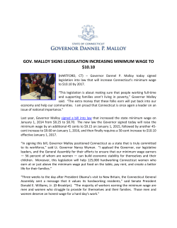gov. malloy signs legislation increasing minimum wage to $10.10
