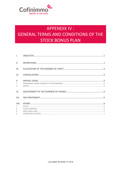 Appendix IV - General terms and conditions of the Stock
