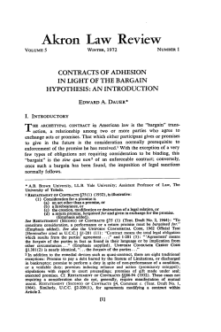 Contracts of Adhesion in Light of the Bargain Hypothesis: An