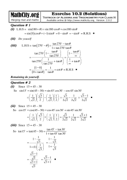 Exercise 10.2 (Solutions)