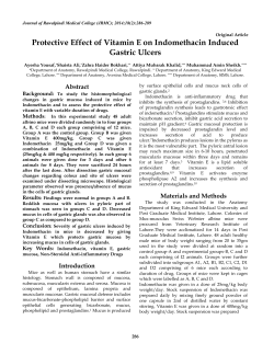 Protective Effect of Vitamin E on Indomethacin Induced Gastric Ulcers