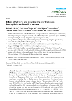 Effects of Glycerol and Creatine Hyperhydration on Doping