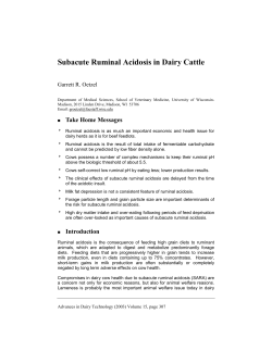 SUBACUTE RUMINAL ACIDOSIS IN DAIRY CATTLE